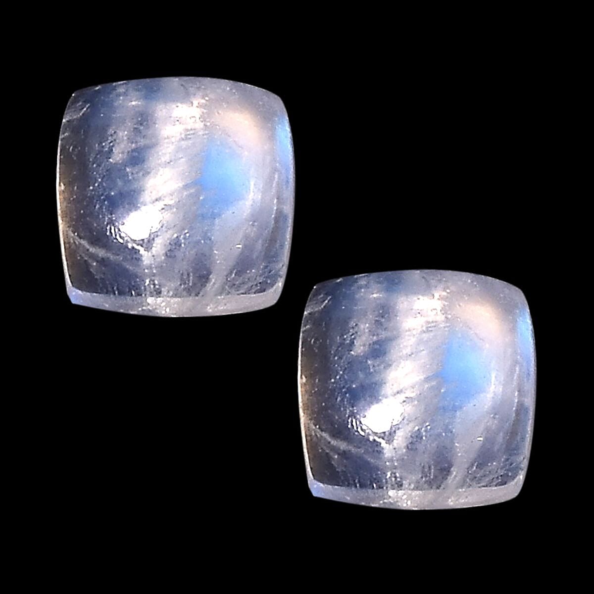 AA Rainbow Moonstone Set of 2 (Cushion 5x5 mm) 1.28 ctw