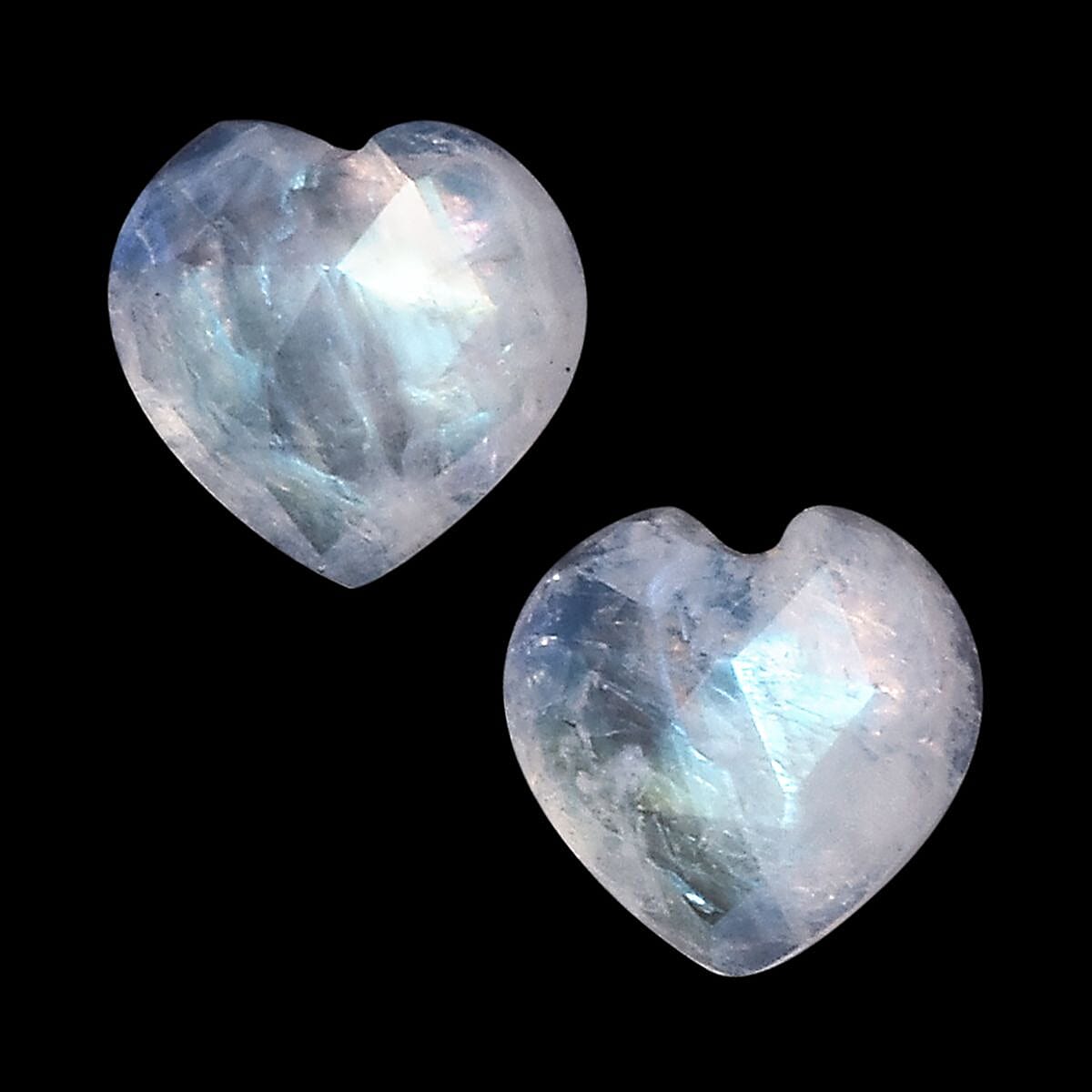 Rainbow Moonstone Set of 2 (Heart 5 mm) 0.98 ctw Loose Gemstone