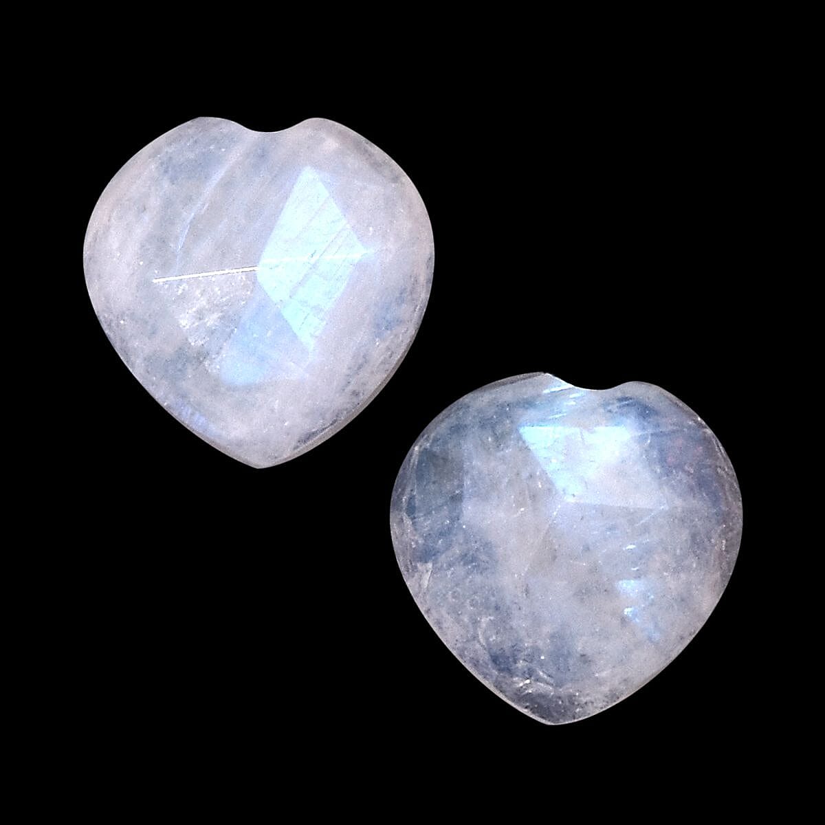 Rainbow Moonstone Set of 2 (Heart 6 mm) 1.68 ctw