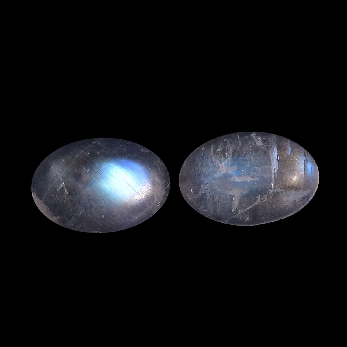 Rainbow Moonstone Set of 2 (Oval 6x4 mm) 0.72 ctw