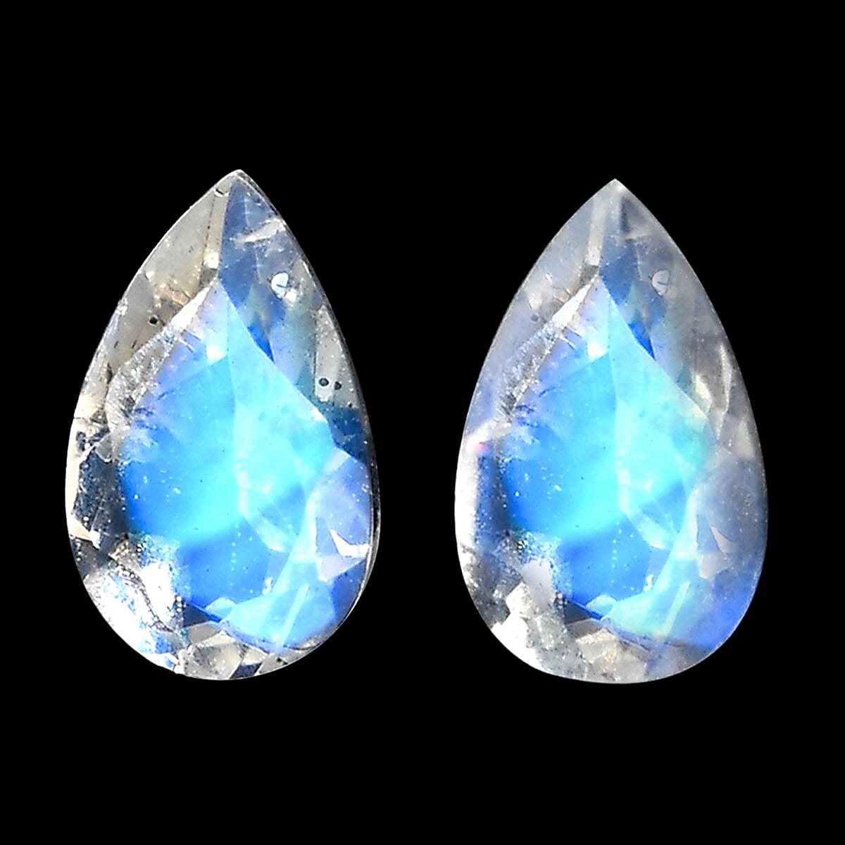 AAA Rainbow Moonstone Set of 2 (Pear 5x3 mm) 0.40 ctw