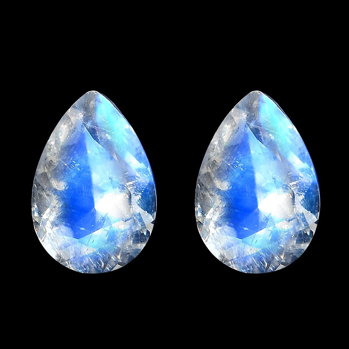 AA Rainbow Moonstone Set of 2 (Pear 6x4 mm) 0.70 ctw