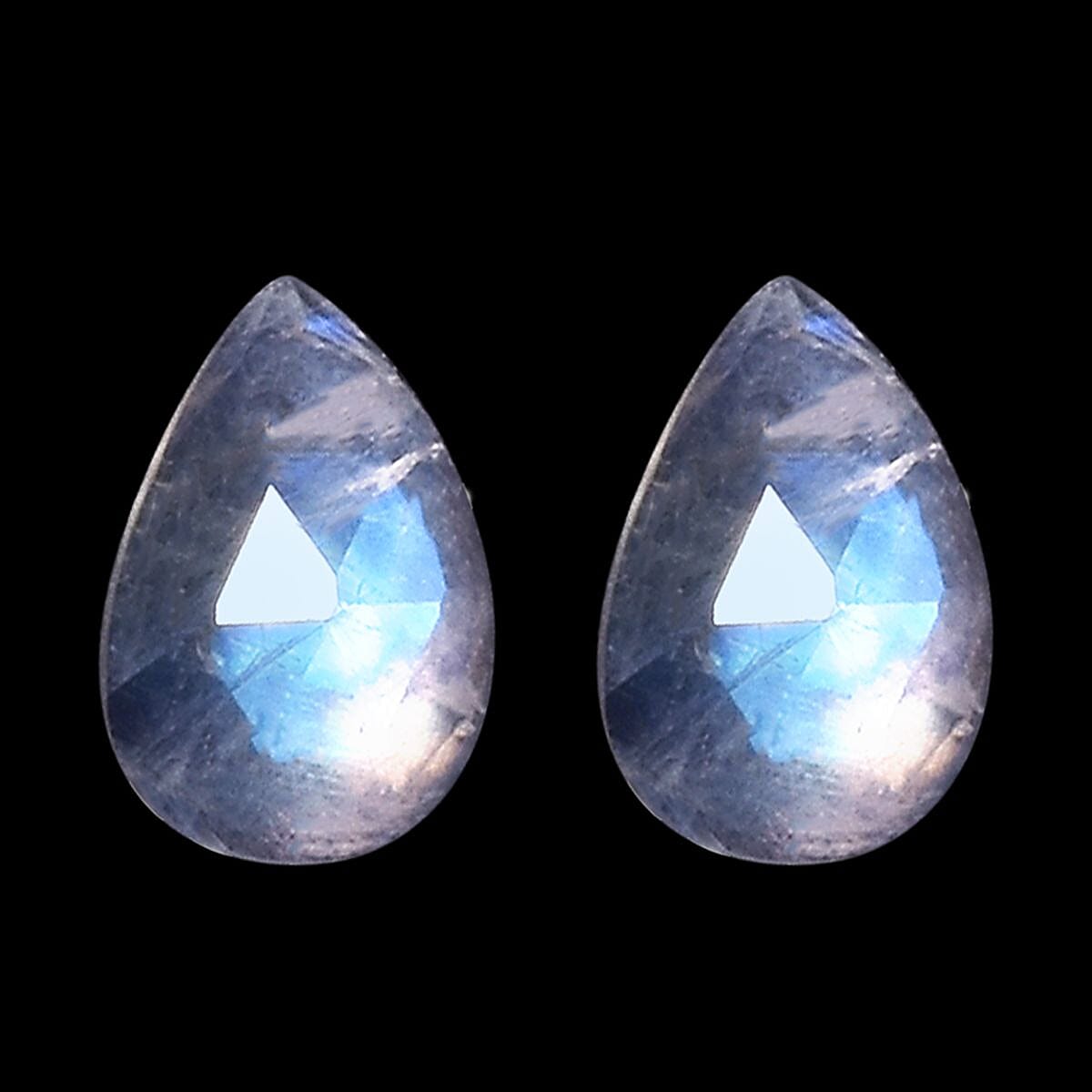 AA Rainbow Moonstone Set of 2 (Pear 6x4 mm) 0.85 ctw