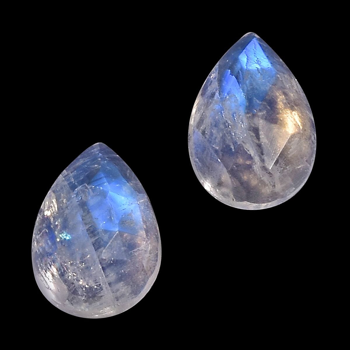 Rainbow Moonstone Set of 2 (Pear 7x5 mm) 1.38 ctw