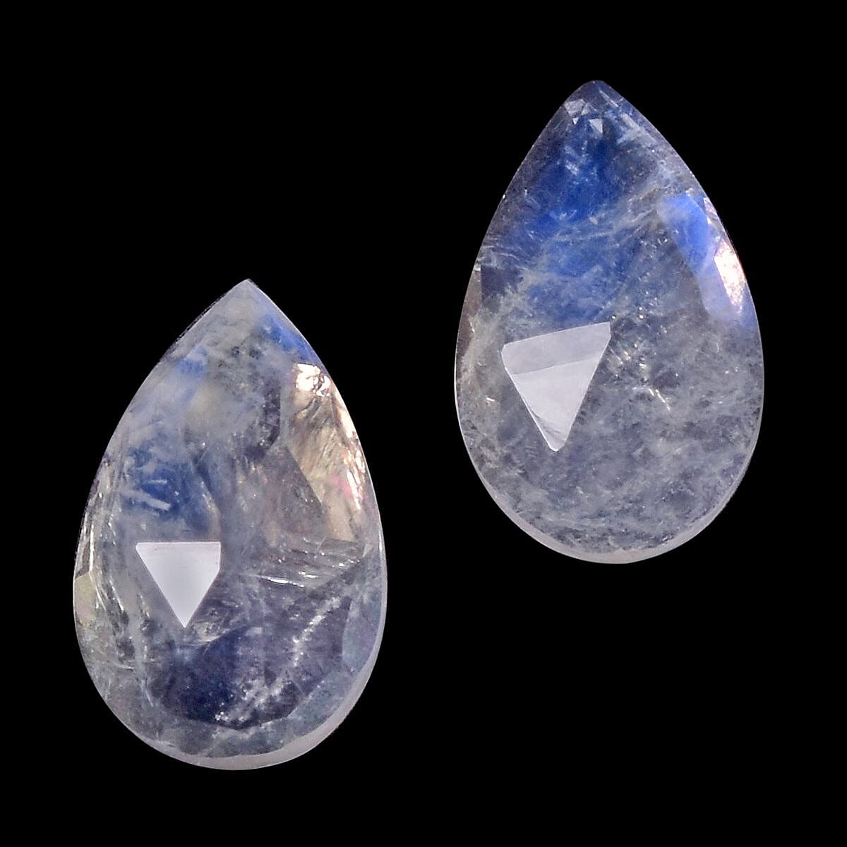 AA Rainbow Moonstone Set of 2 (Pear 8x5 mm) 1.65 ctw