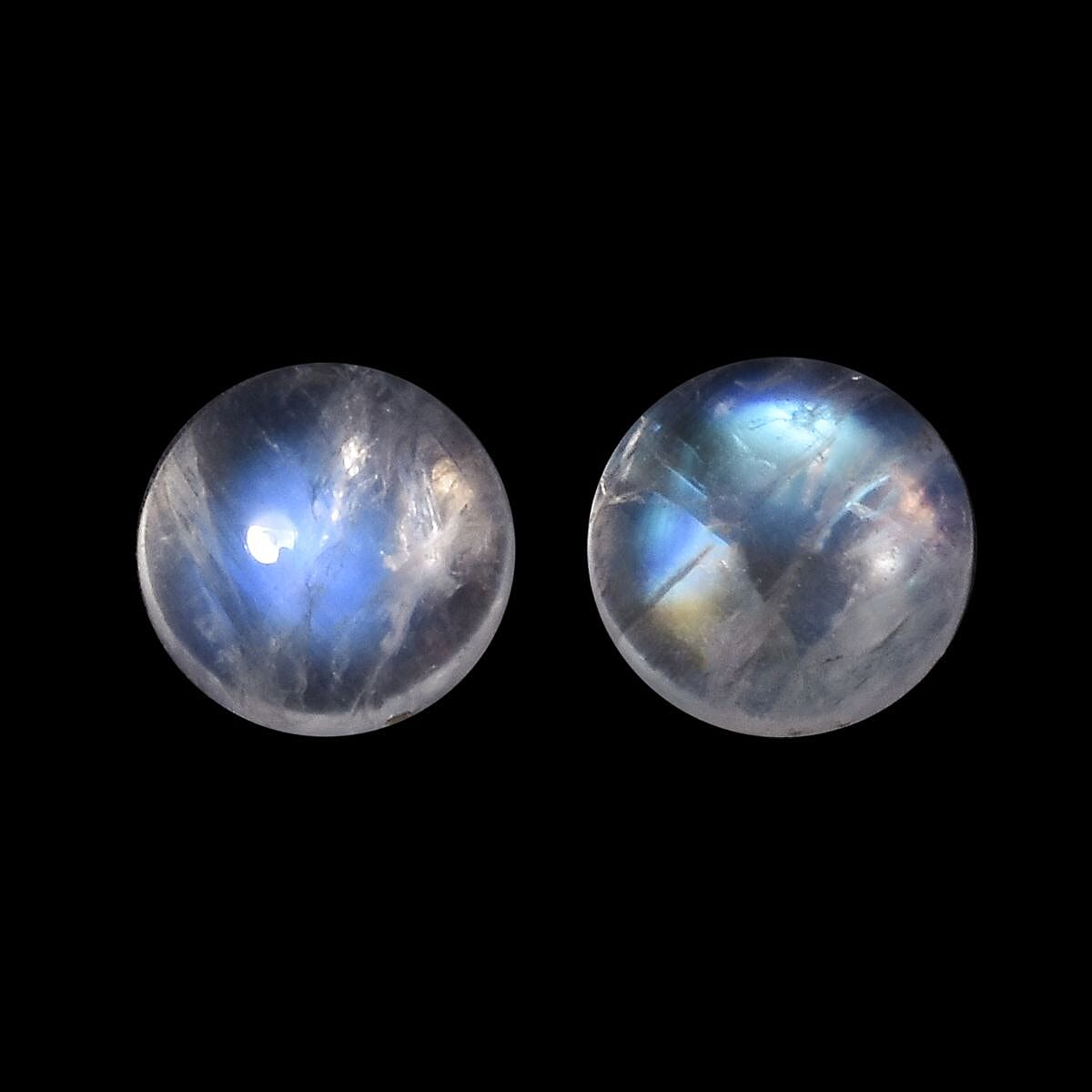 AA Rainbow Moonstone Set of 2 (Rnd 5 mm) 1.13 ctw