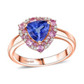 Tanzanite, Multi Gemstone Ring in 18K Vermeil RG Over Sterling Silver (Size 10.0) 1.75 ctw - Sticky add to cart bar