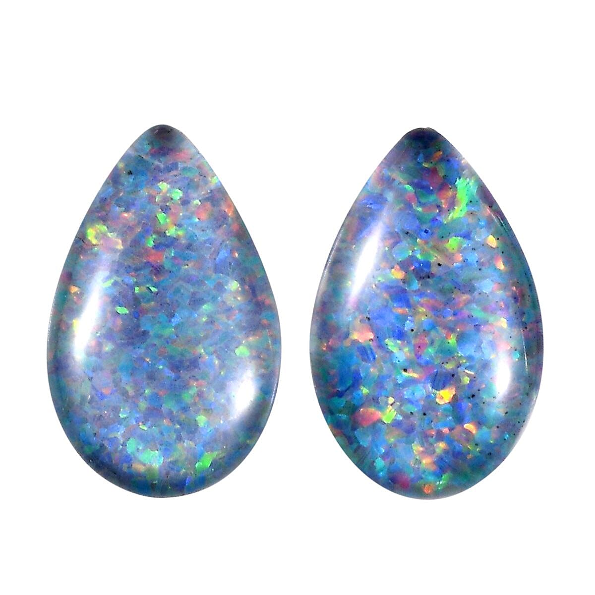 Boulder Opal Triplet Set of 2 (Pear 5x5 mm) 1.19 ctw