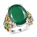 Karis Verde Onyx and Chrome Diopside 12.90 ctw Ring 18K YG Plated and Platinum Bond (Size 10.0) - Sticky add to cart bar
