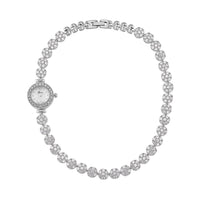 Genoa Austrian Crystal Japanese Movement Round Dail Bracelet Watch in Silvertone