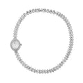 Genoa Austrian Crystal Japanese Movement Oval Dail Bracelet Watch in Silvertone - Sticky add to cart bar