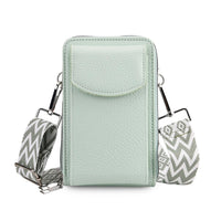 Black Litchi Embossed Faux Leather Crossbody Bag (4.33"x2.36"x6.89") with Woven Shoulder Strap