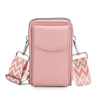 Black Litchi Embossed Faux Leather Crossbody Bag (4.33"x2.36"x6.89") with Woven Shoulder Strap