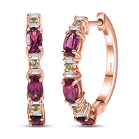 Premium Radiant Ember Garneta and Multi Gemstone 2.00 ctw Hoop Earrings in 18K Vermeil Rose Gold Over Sterling Silver