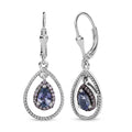 D'Joy Peacock Tanzanite and Madagascar Pink Sapphire 2.15 ctw Raindrop Earrings in Rhodium Over Sterling Silver - Sticky add to cart bar