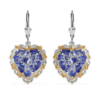 D'Joy Tanzanite 4.15 ctw Heart Earrings in 18K Vermeil YG and Rhodium Over Sterling Silver