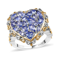 Tanzanite Ring in 18K Vermeil YG and Rhodium Over Sterling Silver (Size 10.0) 3.30 ctw