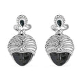 Sajen Silver Rainbow Obsidian Carved and Apatite 9.20 ctw Buddha Earrings in Sterling Silver - Sticky add to cart bar