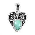 D'Joy Artisan Crafted Royston Turquoise 3.00 ctw Heart Pendant without Chain in Sterling Silver - Sticky add to cart bar