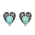 D'Joy Artisan Crafted Royston Turquoise 3.70 ctw Heart Earrings in Sterling Silver - Sticky add to cart bar