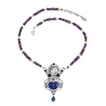Sajen Silver Lapis Lazuli Carved and Multi Gemstone 15.85 ctw Necklace in Sterling Silver 20 Inches - Sticky add to cart bar