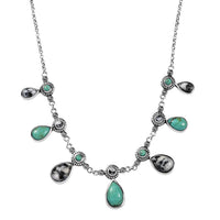 D'Joy Artisan Crafted Royston Turquoise and White Buffalo 24.60 ctw Western Heritage Necklace in Sterling Silver (18-20 Inches)
