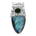 Sajen Silver Malagasy Labradorite and Chrome Diopside 26.30 ctw Pendant without Chain in Sterling Silver - Sticky add to cart bar