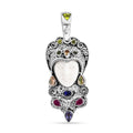 Sajen Silver Carved Bone and Multi Gemstone 3.85 ctw Pendant without Chain in Sterling Silver - Sticky add to cart bar