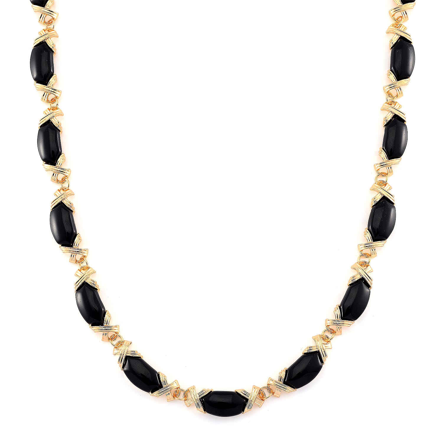 Black Obsidian Molto Kiss Necklace (18-20 Inches) in Goldtone 250.00 ctw