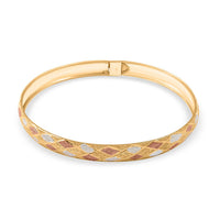 Diamond Cut Sandblasting Bangle Bracelet in 14K Rose Gold Over Sterling Silver (8.00 In) 4.10 Grams