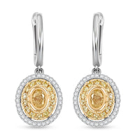 Modani Natural Yellow and White Diamond 0.67 ctw Earrings in 950 Platinum and 18K Yellow Gold 4.87 Grams