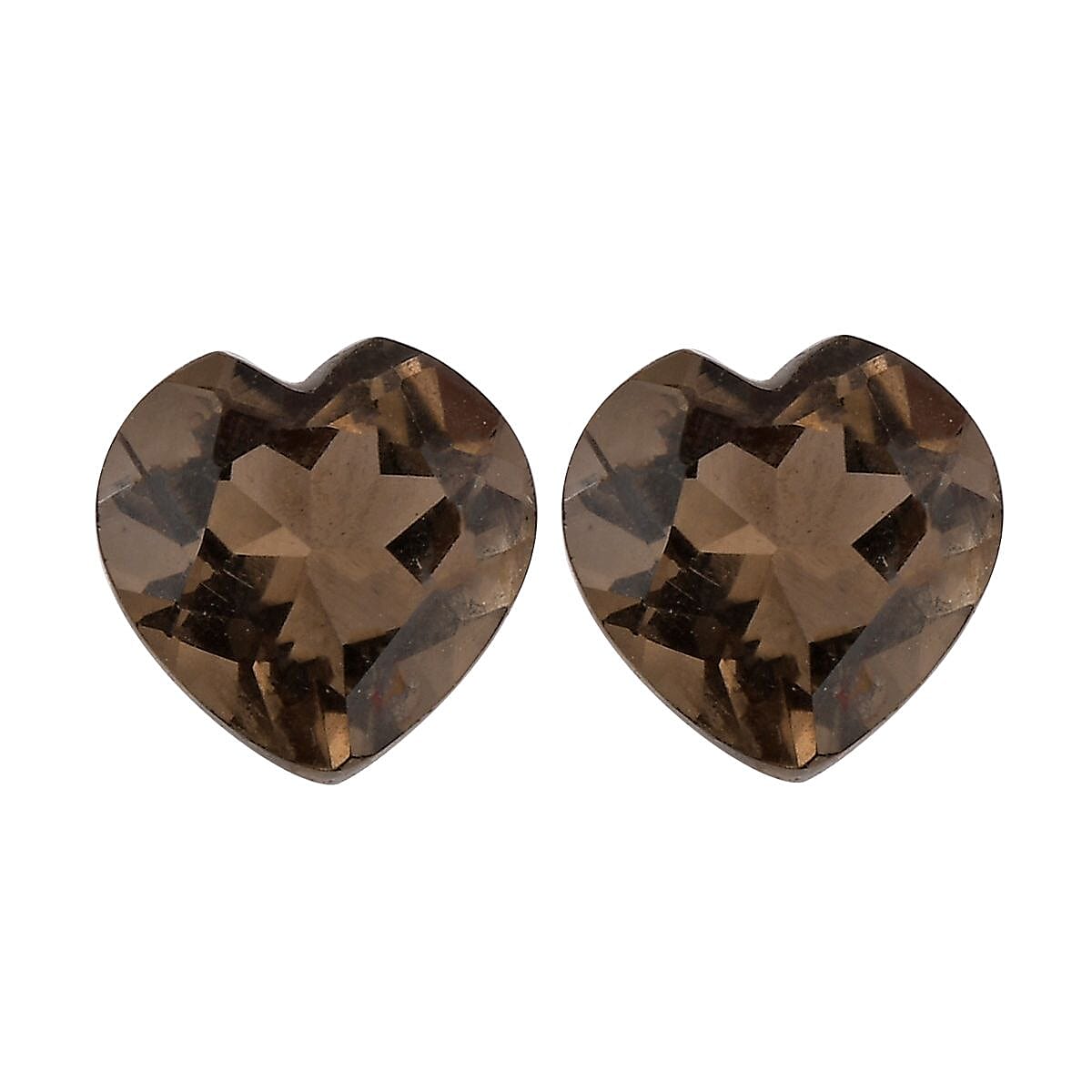 Brazilian Smoky Quartz Set of 2 (Heart 6 mm) 1.42 ctw