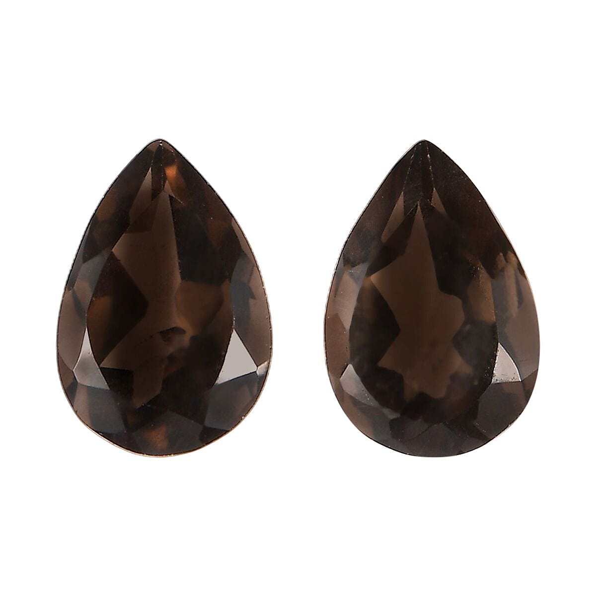 Brazilian Smoky Quartz Set of 2 (Pear 6x4 mm) 0.75 ctw