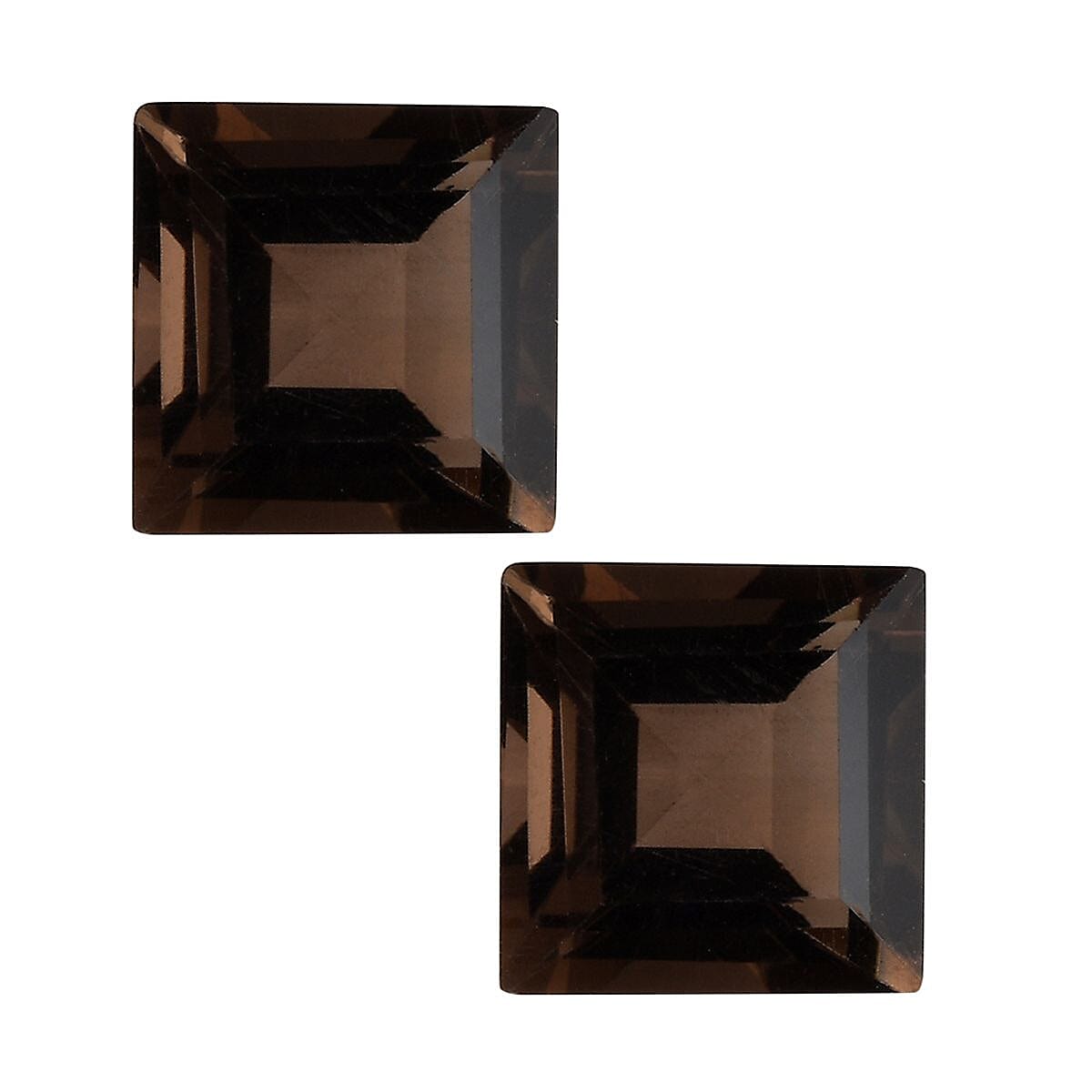 Brazilian Smoky Quartz Set of 2 (Sqr 8 mm) 4.40 ctw