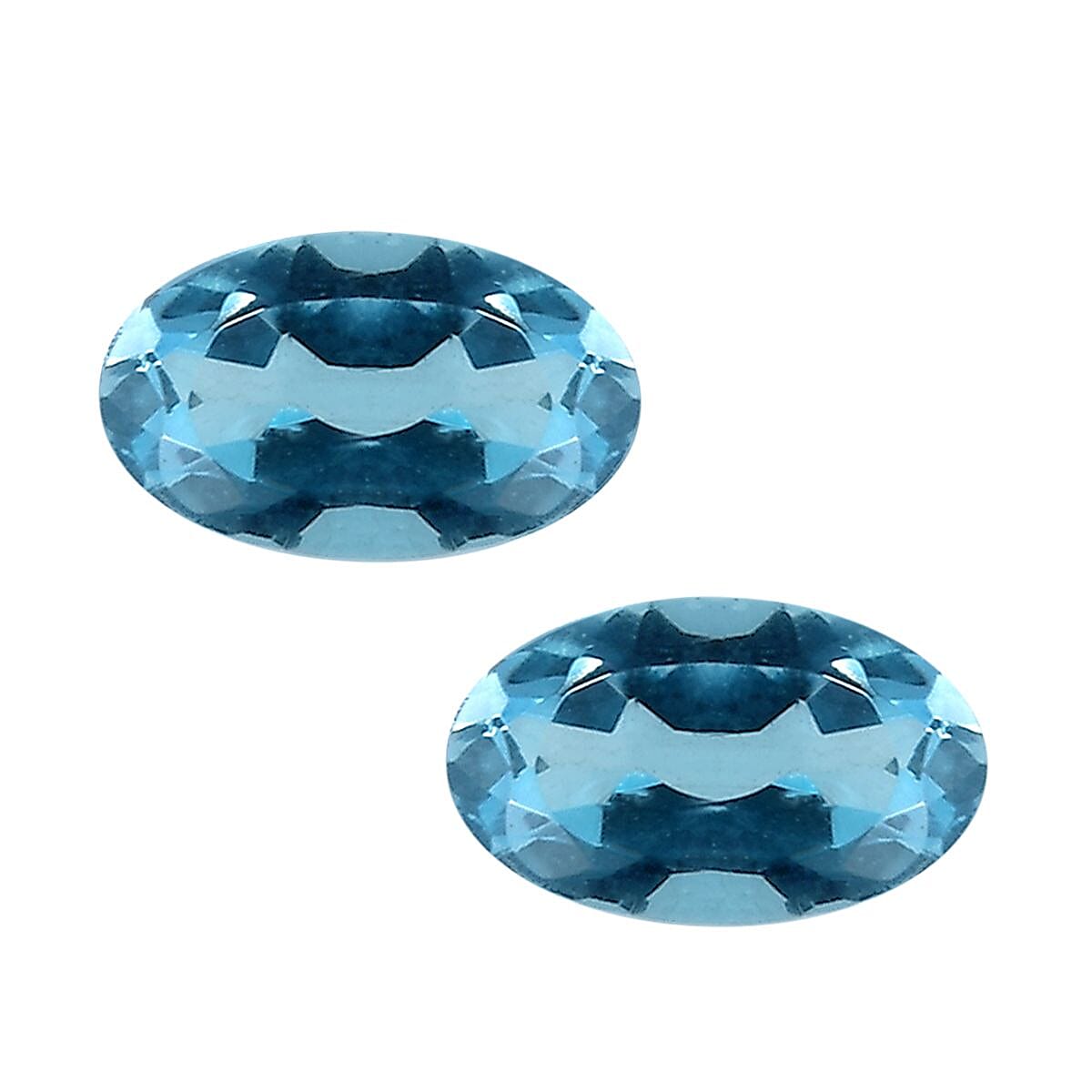Swiss Blue Topaz Set of 2 (Oval 5x3 mm) 0.49 ctw