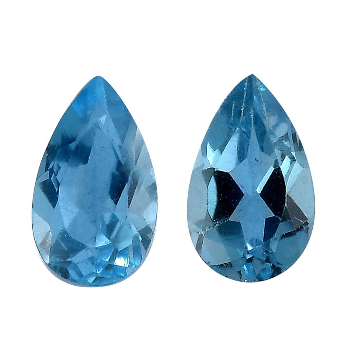 Swiss Blue Topaz Set of 2 (Pear 5x3 mm) 0.47 ctw