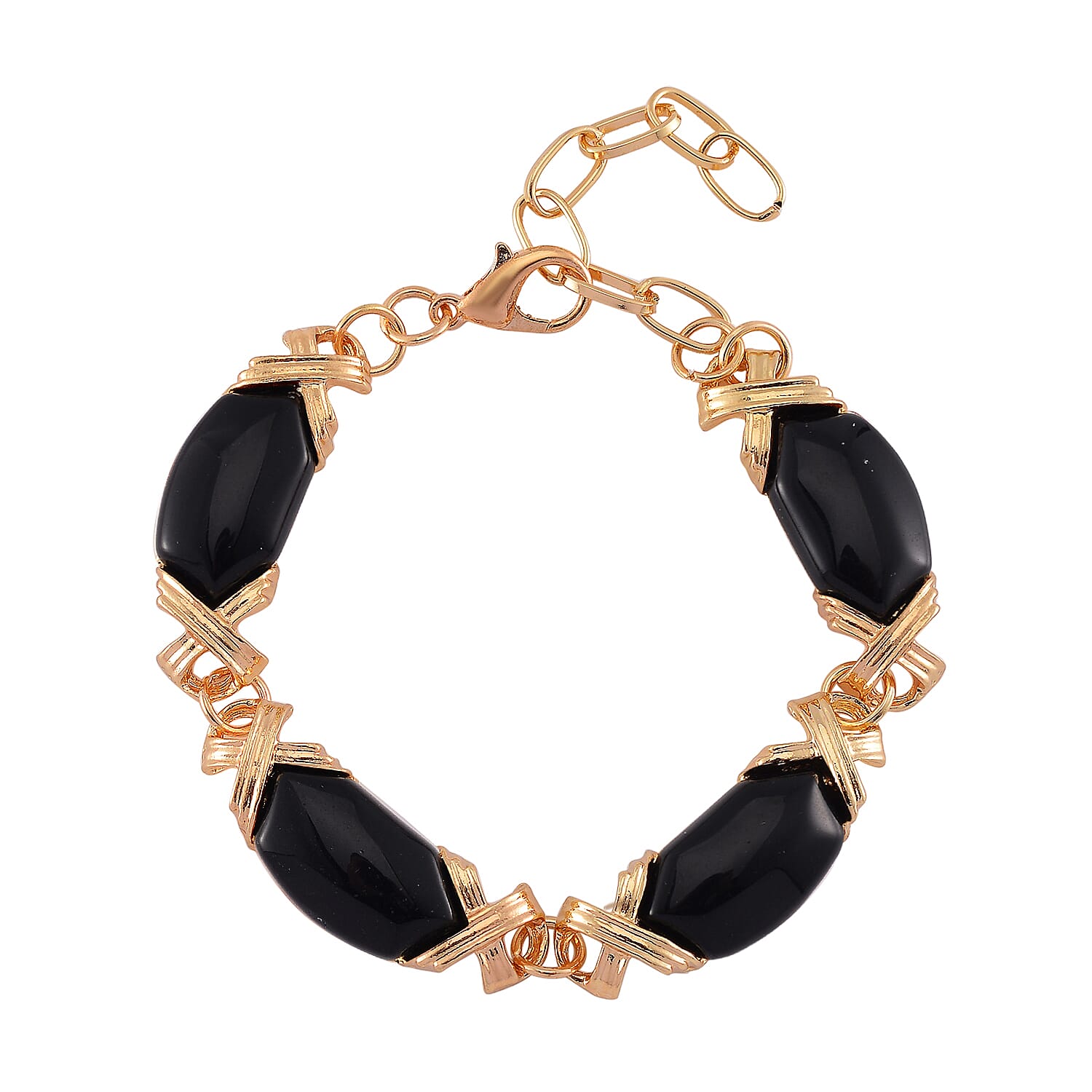 TLV Black Obsidian Molto Kiss Bracelet in Goldtone (6-8In) 65.00 ctw