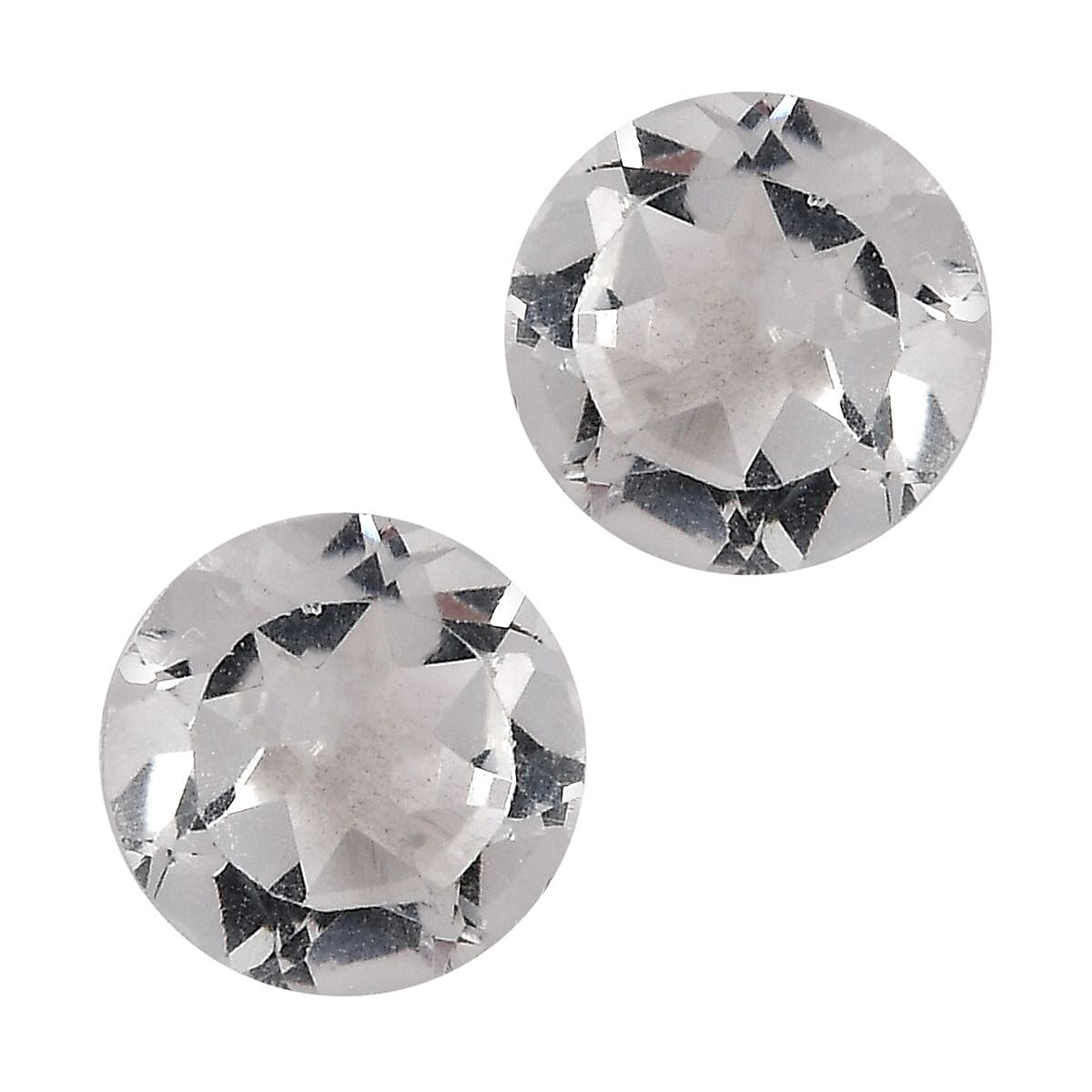 White Topaz Set of 2 (Rnd 5 mm) 1.09 ctw
