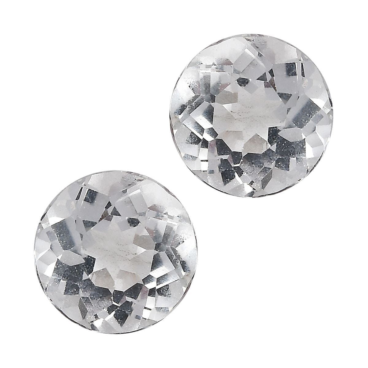 White Topaz Set of 2 (Rnd 6 mm) 1.68 ctw