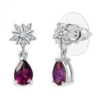 D'Joy Crimson Mystic Topaz and White Zircon 1.85 ctw Star Drop Earrings in Rhodium Over Sterling Silver