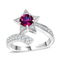 Crimson Mystic Topaz ,  White Zircon  Fancy Ring in Rhodium Overlay Sterling Silver 1.30 ctw - Sticky add to cart bar