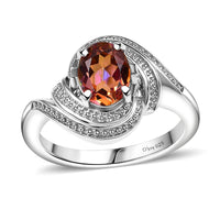 Ecstasy Mystic Topaz, White Zircon Bypass Ring in Rhodium Over Sterling Silver (Size 10.0) 1.50 ctw