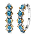 D'Joy Malgache Neon Apatite and Moissanite 2.00 ctw Marine Blossom Earrings in 18K Vermeil YG and Rhodium Over Sterling Silver - Sticky add to cart bar