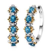 D'Joy Malgache Neon Apatite and Moissanite 2.00 ctw Marine Blossom Earrings in 18K Vermeil YG and Rhodium Over Sterling Silver