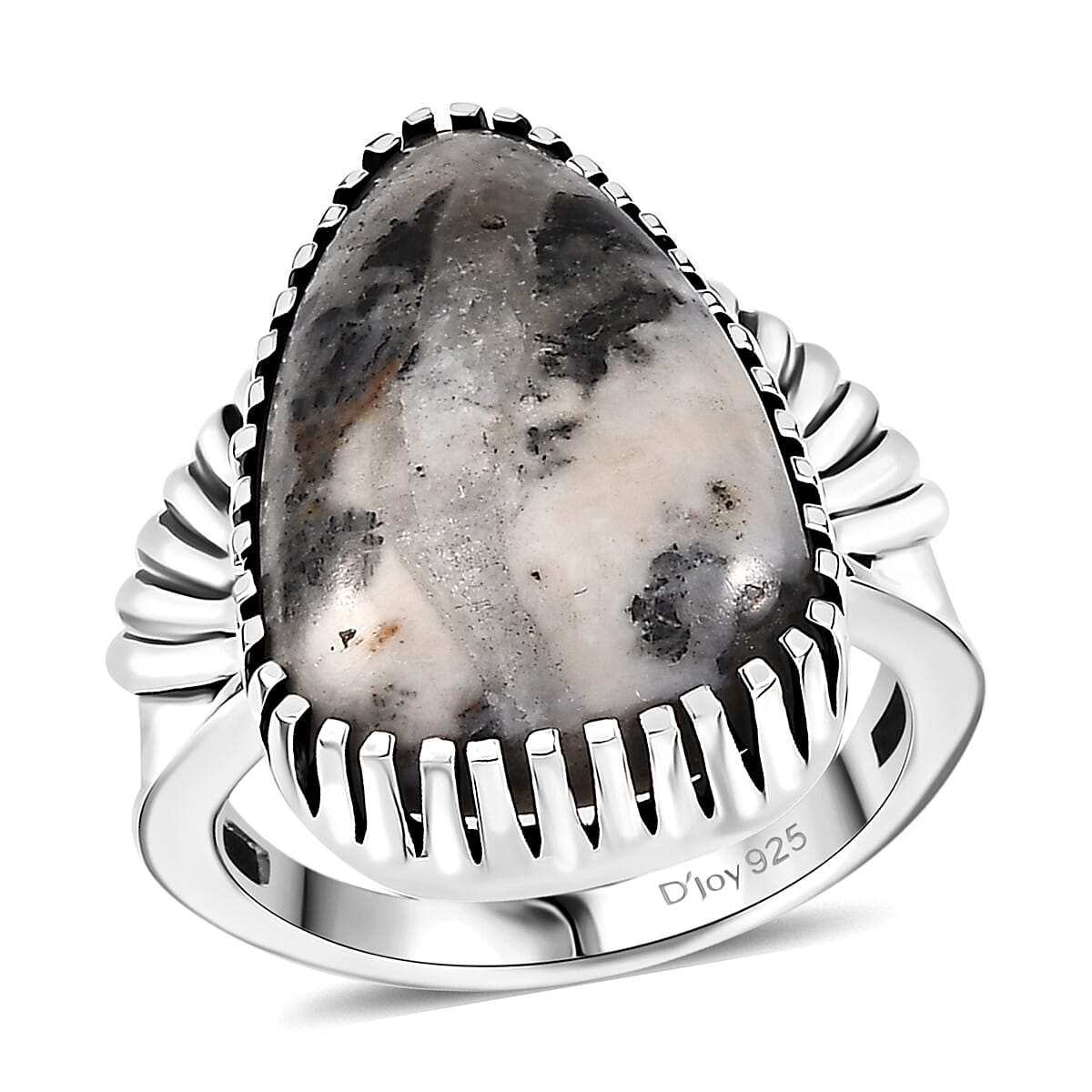 White Buffalo  Fancy Ring  Sterling Silver 12.87 ctw ,  Silver Wt. 6.5 g