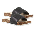 Alexis Bendel Black Kylie Rhinestone Slide Sandal with Cork Sole - Size 6.0 - Sticky add to cart bar