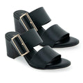 Olivia & Kate Black Francesa Buckle Heeled Sandal - Size 6.5 - Sticky add to cart bar