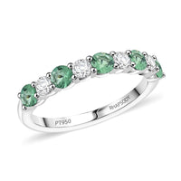 Rhapsody  950 Platinum  AAAA  Colombian Emerald   White Diamond  VS Ring 1.05 ctw ,  Platinum Wt. 4.22 g