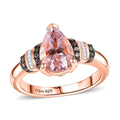 Pink Morganite, Natural Champagne and White Diamond Ring in 18K Vermeil RG Over Sterling Silver (Size 10.0) 1.80 ctw - Sticky add to cart bar