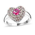 Pink Mystic Topaz and Signity Complexion Topaz 1.65 ctw Heart Ring in Rhodium Over Sterling Silver - Sticky add to cart bar